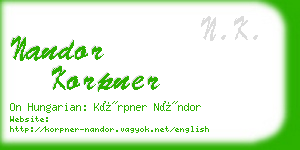 nandor korpner business card